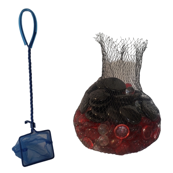 Aquarium Fish Net & Glass Gems - Picture 1 of 8